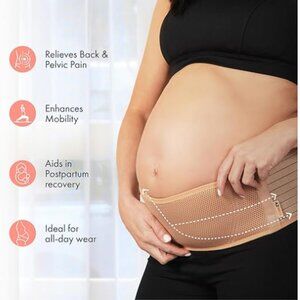 AZMED Maternity Belt, color is beige tan, new in package, AZMED Maternity Belt